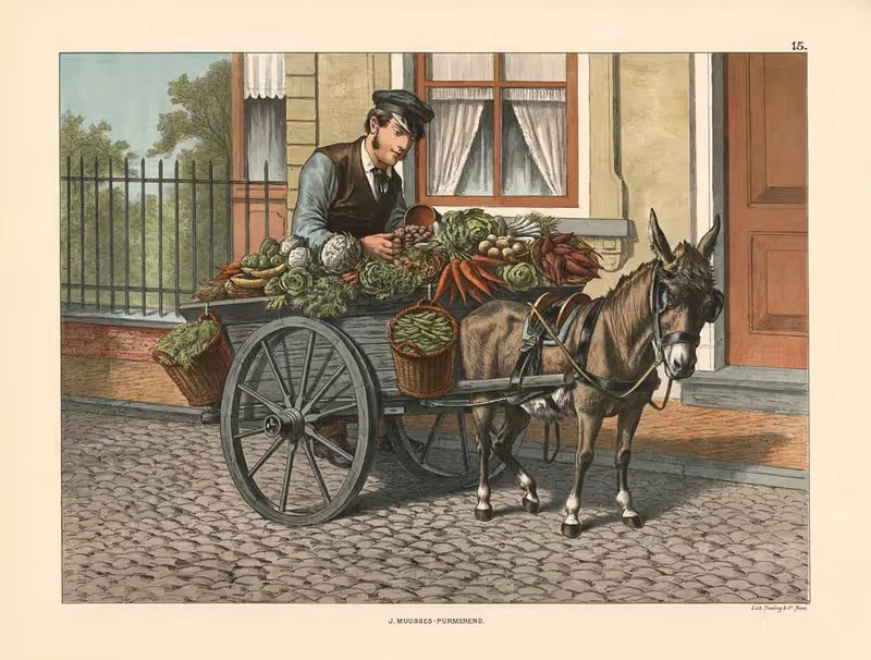 Street vendor by J. Muusses, 1910 — digital art print download