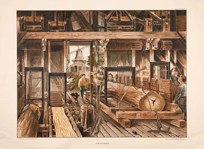 На лесопильном заводе by Х. Шипстра и В. Вальстра, 1910 — digital art print download