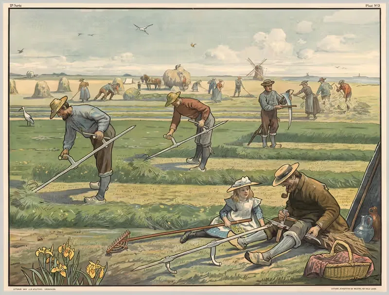 In het hooiland by H. Scheepstra & W. Walstra, 1910 — digital art print download