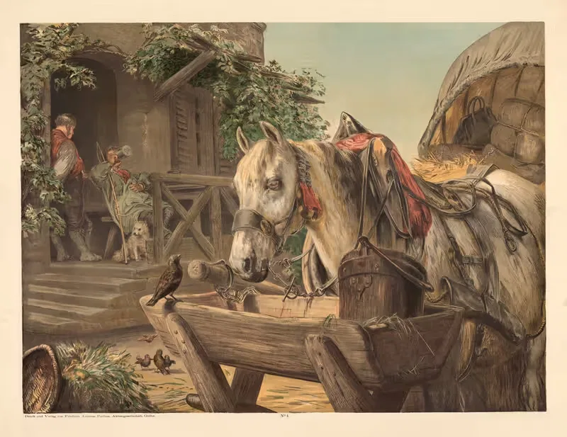 Лошадь и воробей by Отто Шпектер, 1880 — digital art print download