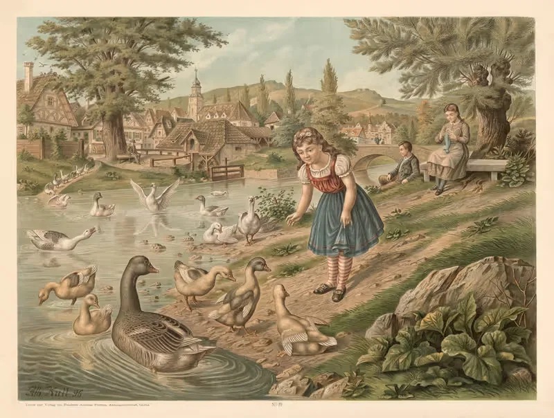 Geese and ducks by Otto Speckter, 1880 — digital art print download