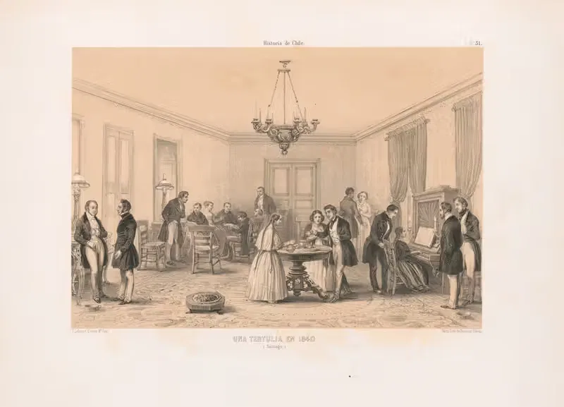 Una tertulia en 1840 (Santiago) — Pierre Frédéric Lehnert