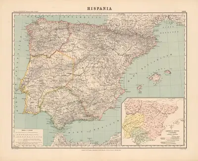 Hispania by Heinrich Kiepert, 1914 — digital art print download