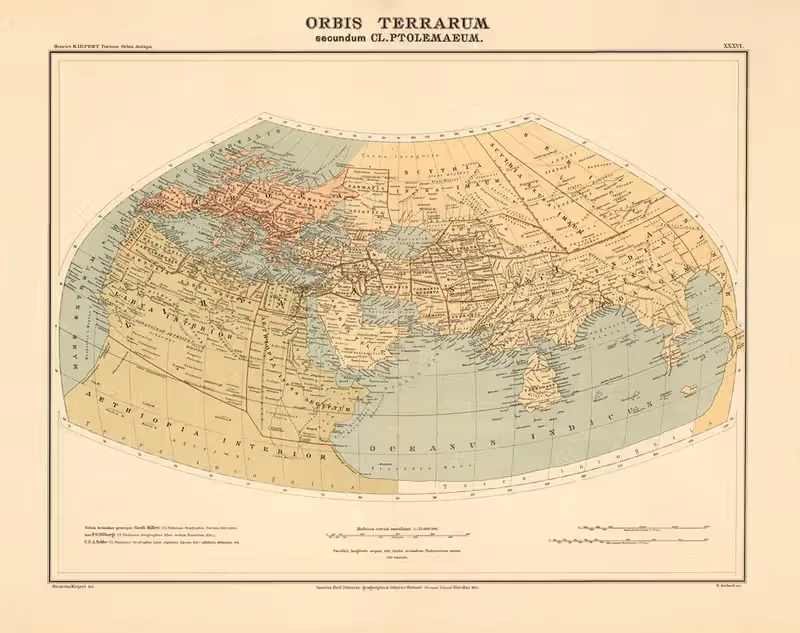 Orbis Terrarum secundum Cl. Ptolemaeum — Heinrich Kiepert