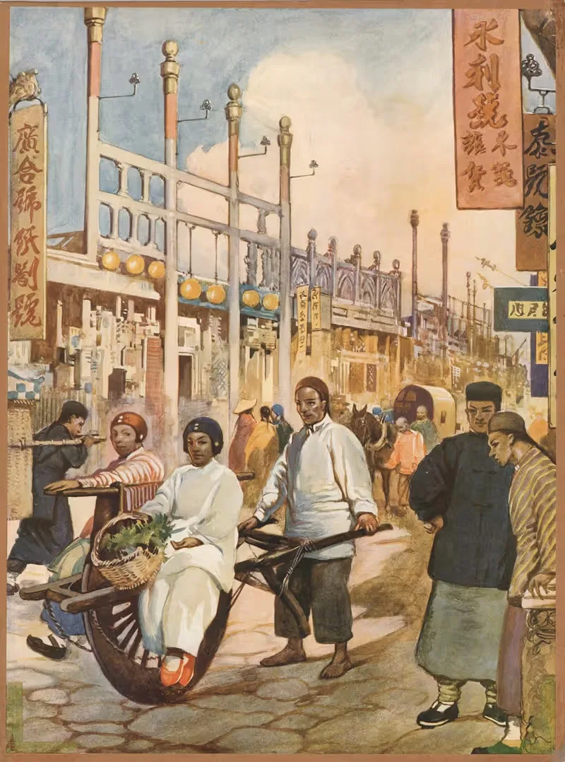 Китайская уличная сцена. by Томас Нельсон и Сыновья, 1910 — digital art print download