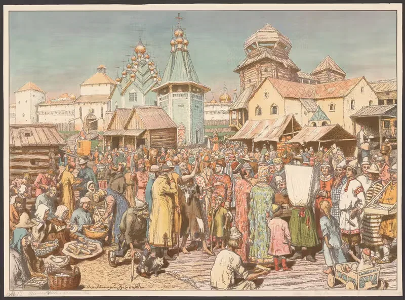Рынок в Москве by Виктор Михайлович Васнецов — digital art print download