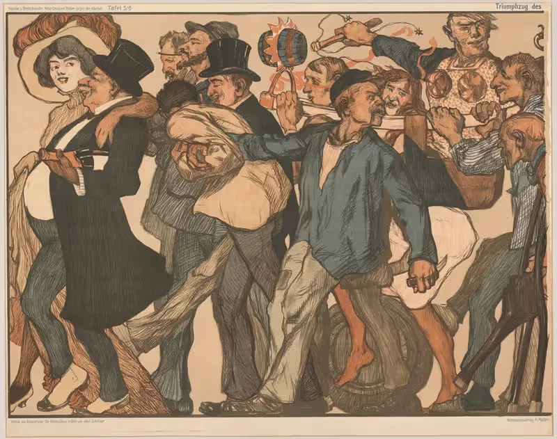 Триумфальная процессия короля Алкоголя. by Вильгельм Хоффманн, А.Г., 1909 — digital art print download