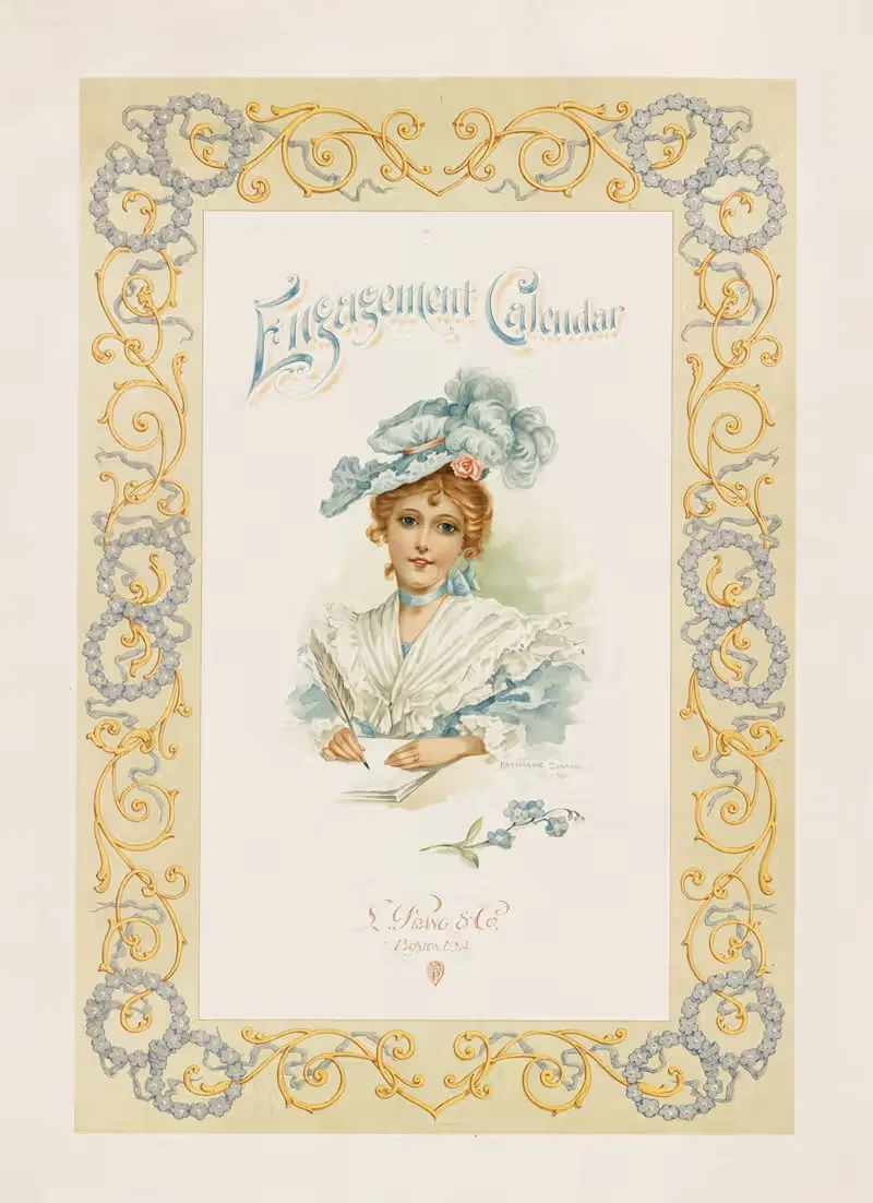 Engagement calendar by Katherine Connor, 1895 — digital art print download