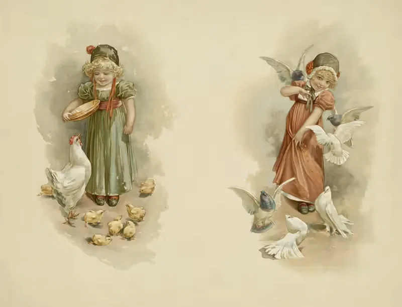Девочка кормит птиц by Луи Пранг и Ко, 1861–1897 — digital art print download