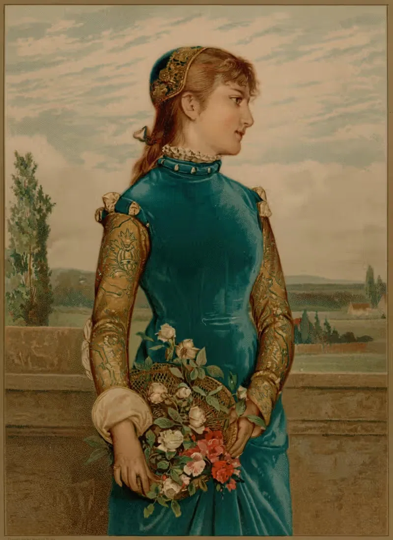 Girl holding flowers — Louis Prang & Co.