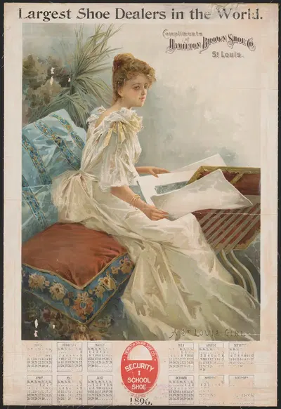 Largest shoe dealers in the world, compliments of Hamilton Brown Shoe Co., St. Louis by A.W. Elson & Co., 1896 — digital…