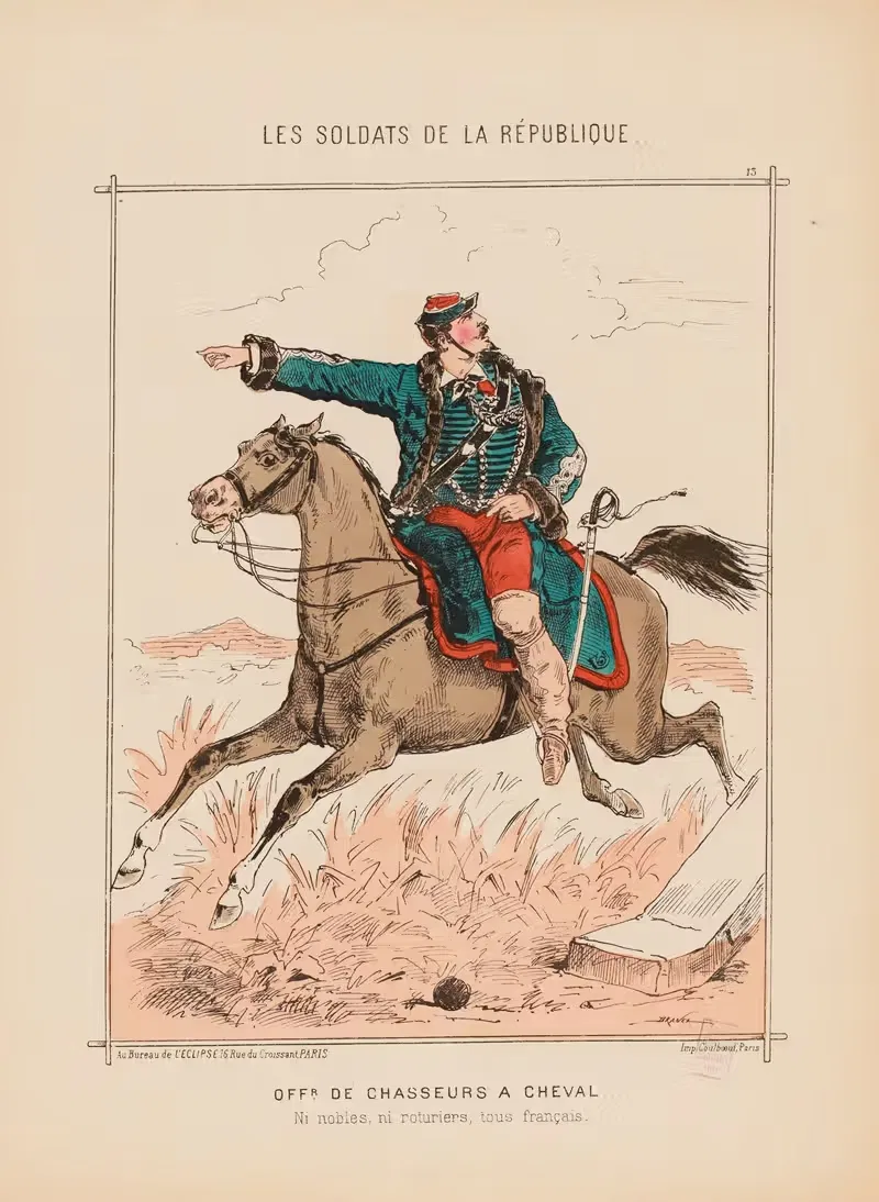 Офицер охотников на лошадях by Дранер, 1871 — digital art print download