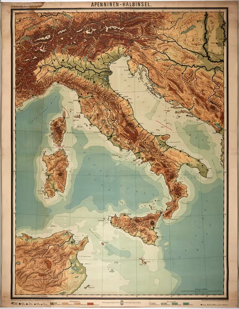 Map of the Apennine Peninsula — Eduard Gaebler
