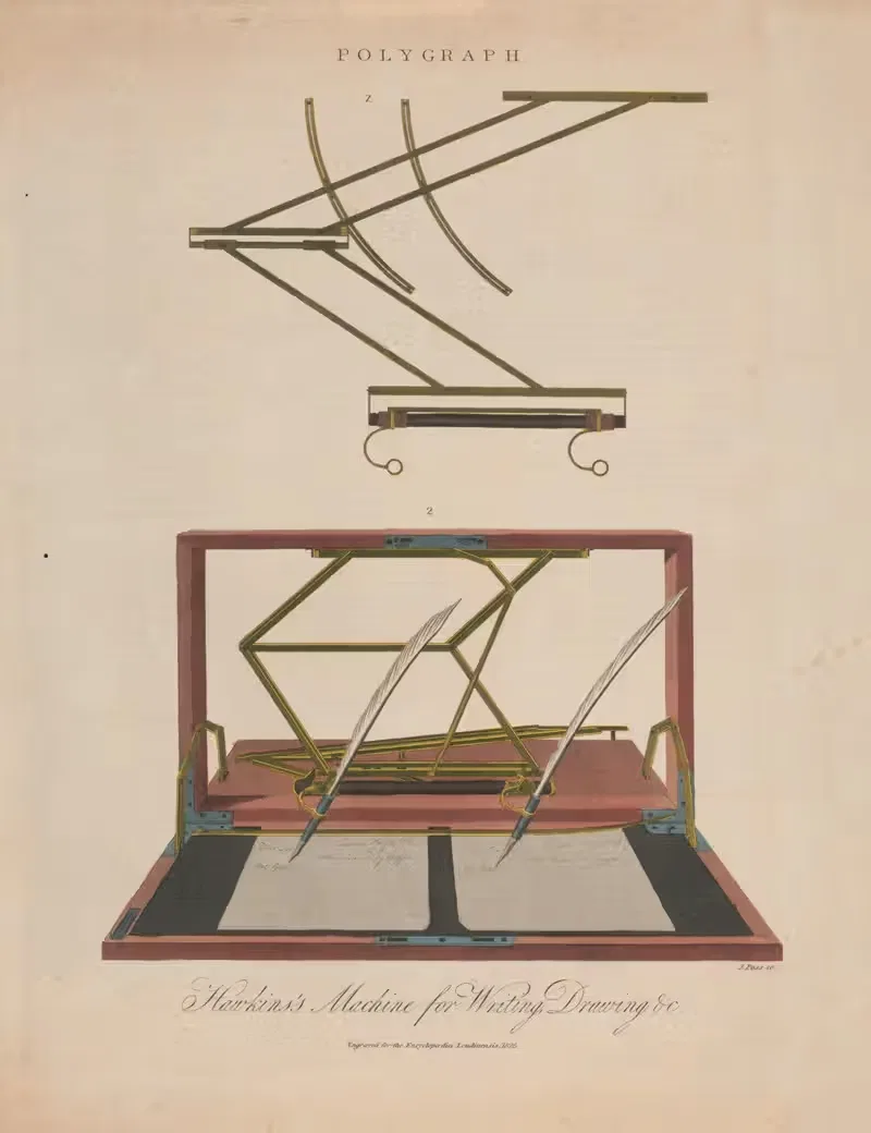 Polygraph. Hawkins's machine for writing, drawing &c. by J. Pass, 1825 — digital art print download