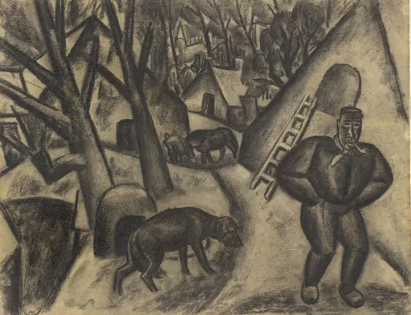Фермер с собакой by Лео Гестел, 1927 — digital art print download