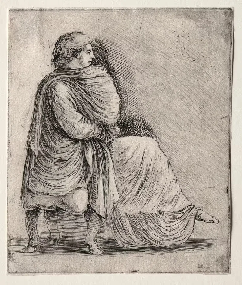 Женщина, сидящая на табурете by Стефано Делла Белла, c. 1660 — digital art print download