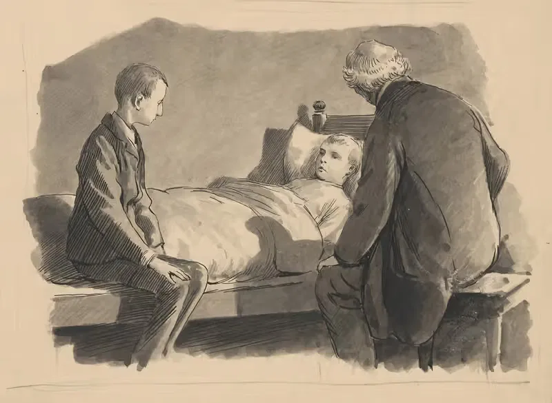 Hospital bed by Alfred Schmidt, 1896 — digital art print download
