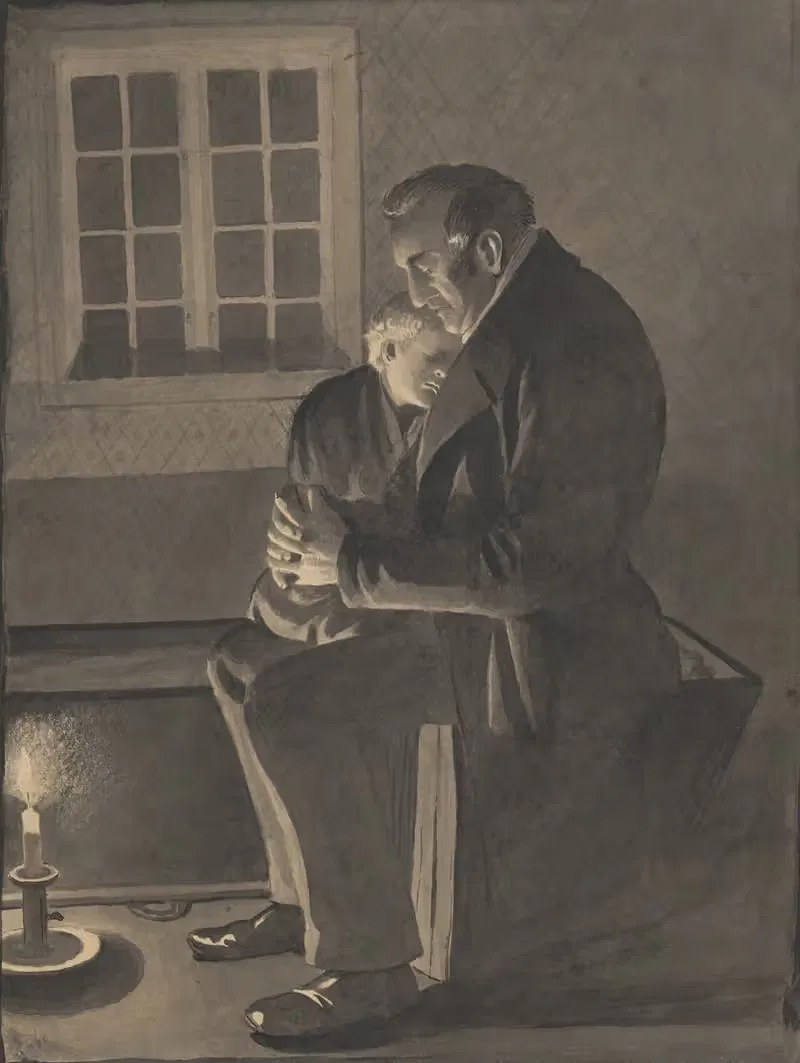 Мужчина и спящий ребенок by Альфред Шмидт, 1923 — digital art print download