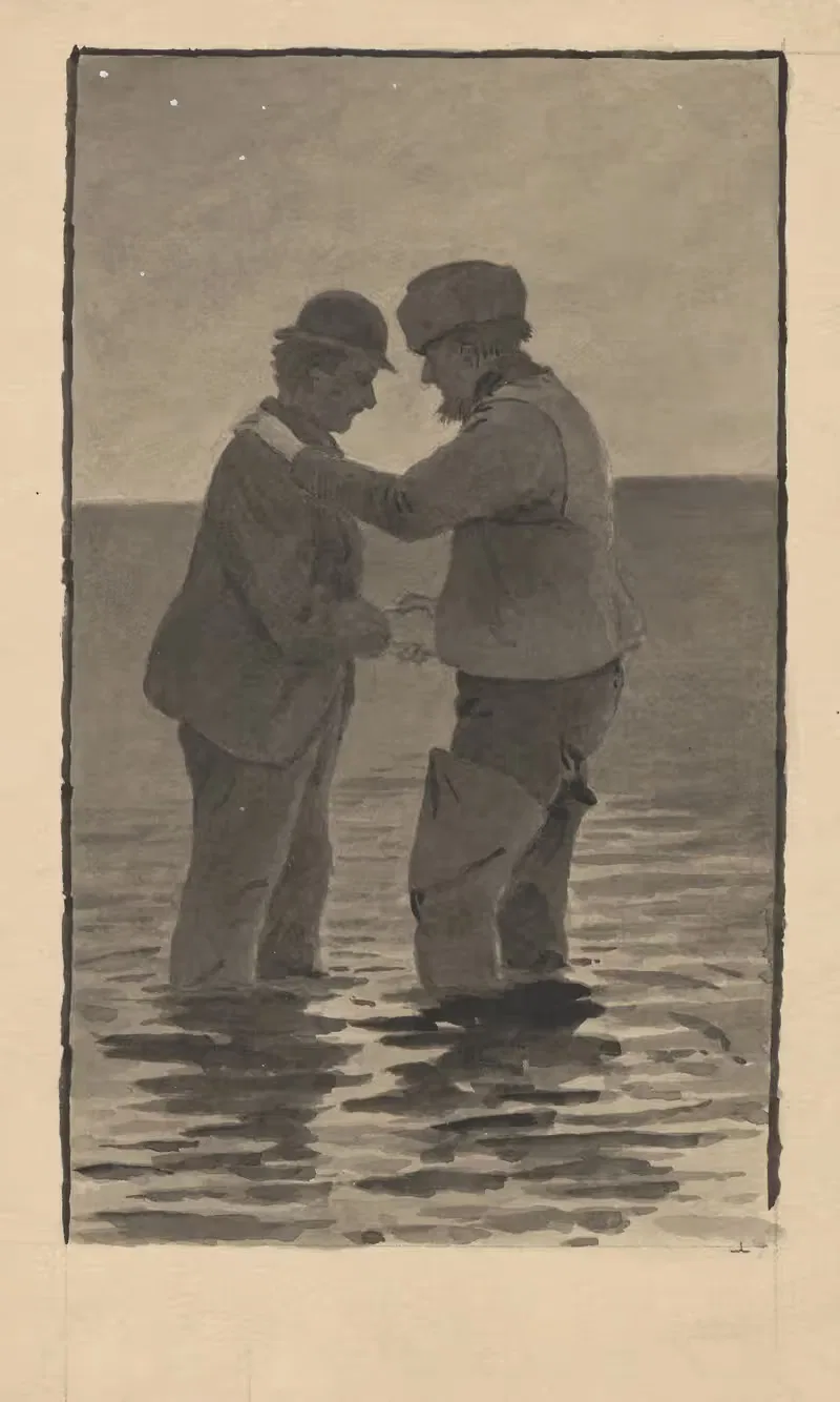 Мужчины в воде by Альфред Шмидт, 1896 — digital art print download