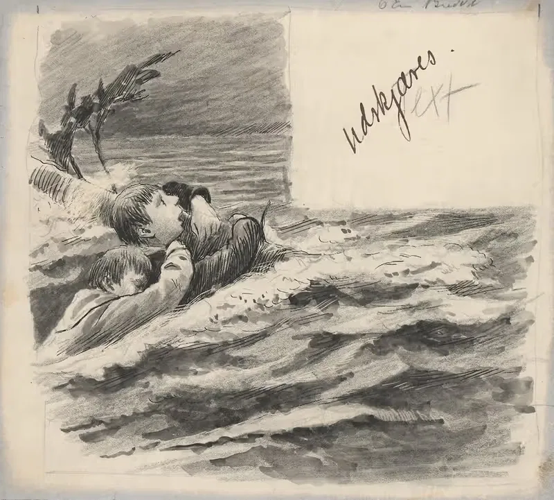 Shipwrecked boys by Alfred Schmidt, 1896 — digital art print download