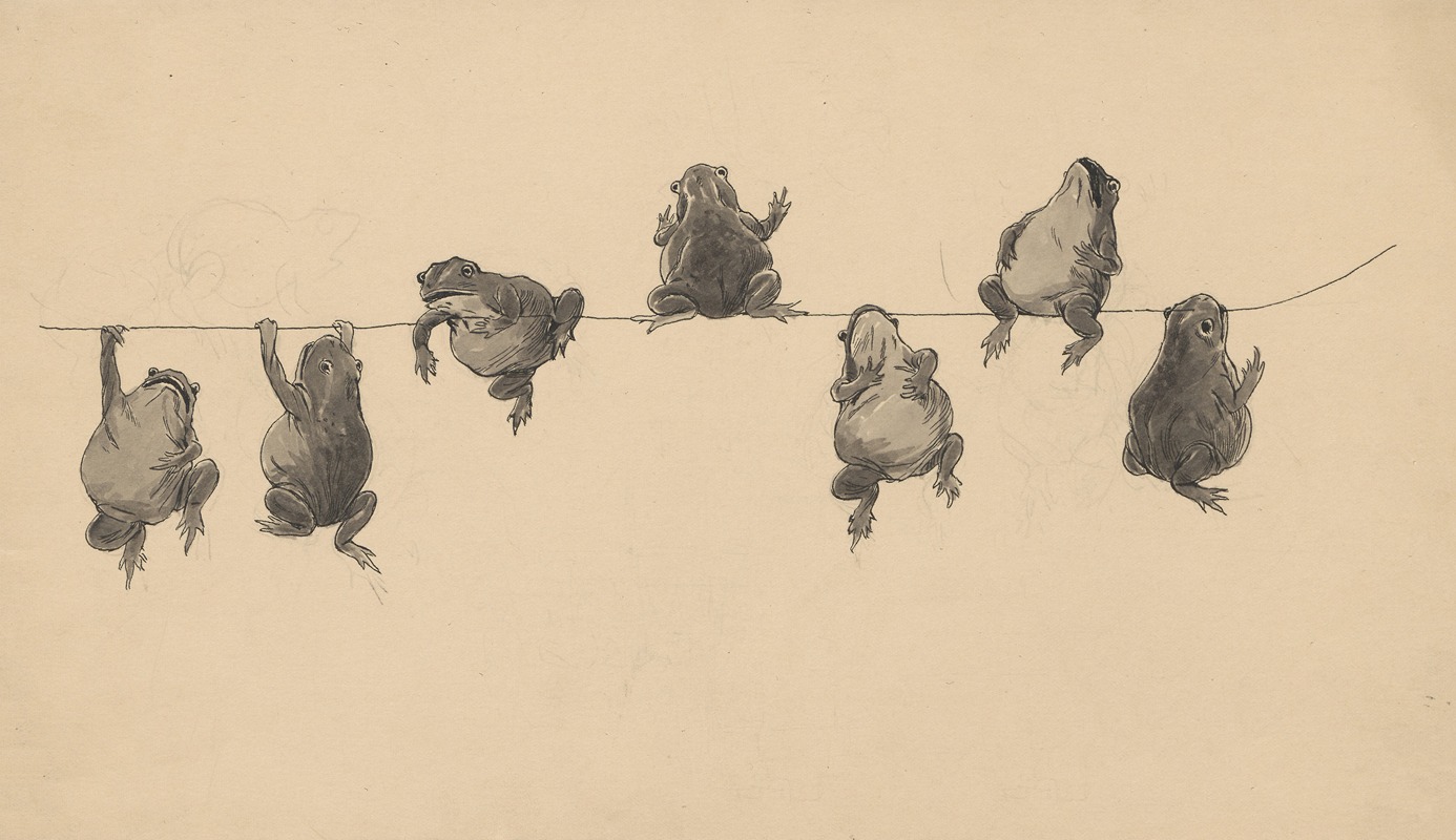 Toads on a string by Alfred Schmidt, 1887 — digital art print download