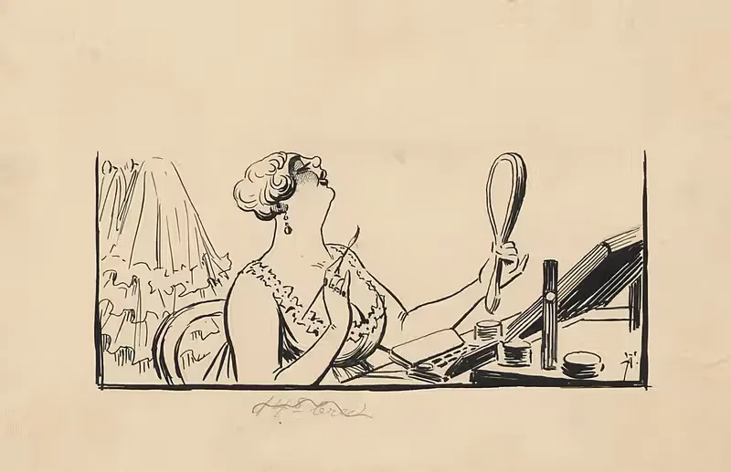 Женщина, наносящая макияж. by Аксель Хольгер Тиесс, 1880-1926 — digital art print download