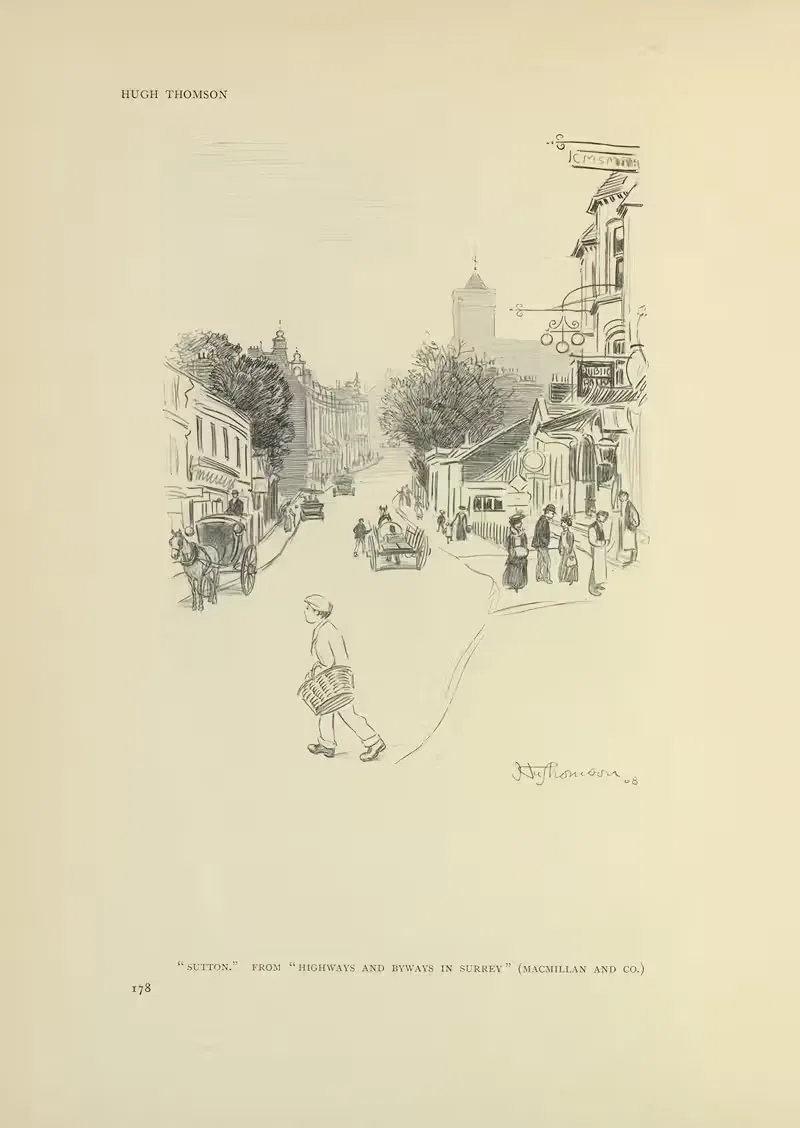 Саттон – Шоссе и переулки в Суррее by Хью Томсон, 1914 — digital art print download