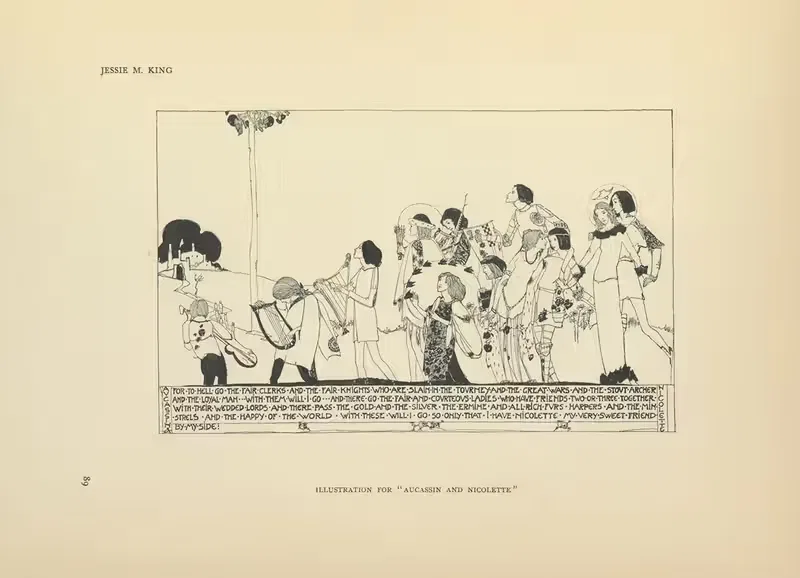 Иллюстрация к Акассину и Николетте by Джесси Марион Кинг, 1914 — digital art print download