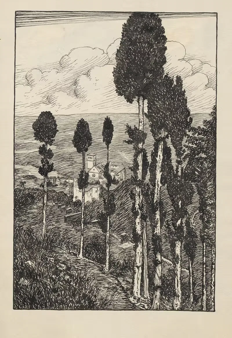 Высокие деревья видны на склоне by Йохан Кристиан Конгстад, 1885-1929 — digital art print download