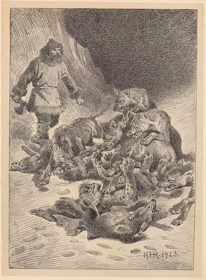 Собаки дерутся. by Карл Хансен Рейстрюп, 1923 — digital art print download