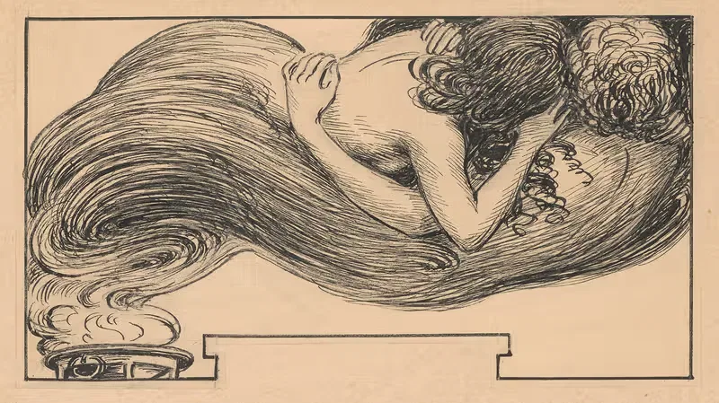Smoke forms like a loving couple. by Louis Moe, 1875-1945 — digital art print download