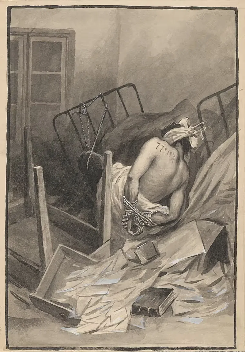 Young man tied up and bound to a bed — Poul Steffensen