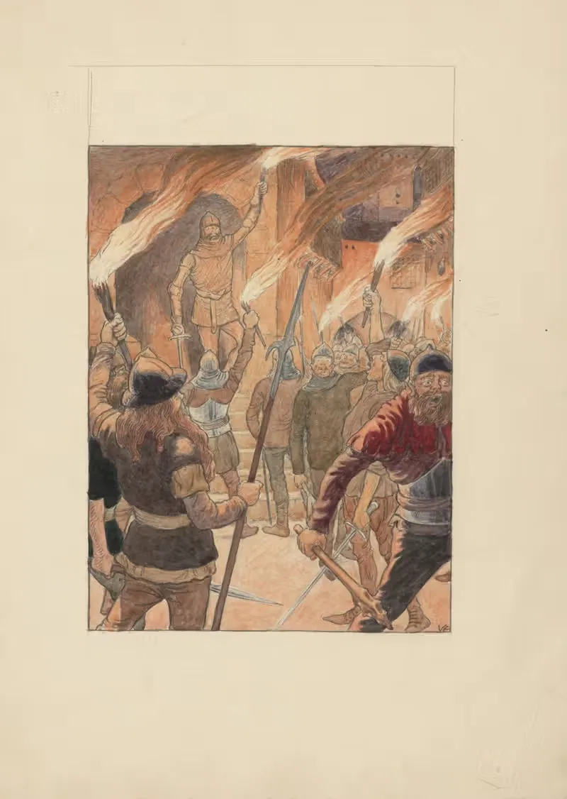 Солдаты с факелами by Вальдемар Андерсен, 1895-1928 — digital art print download