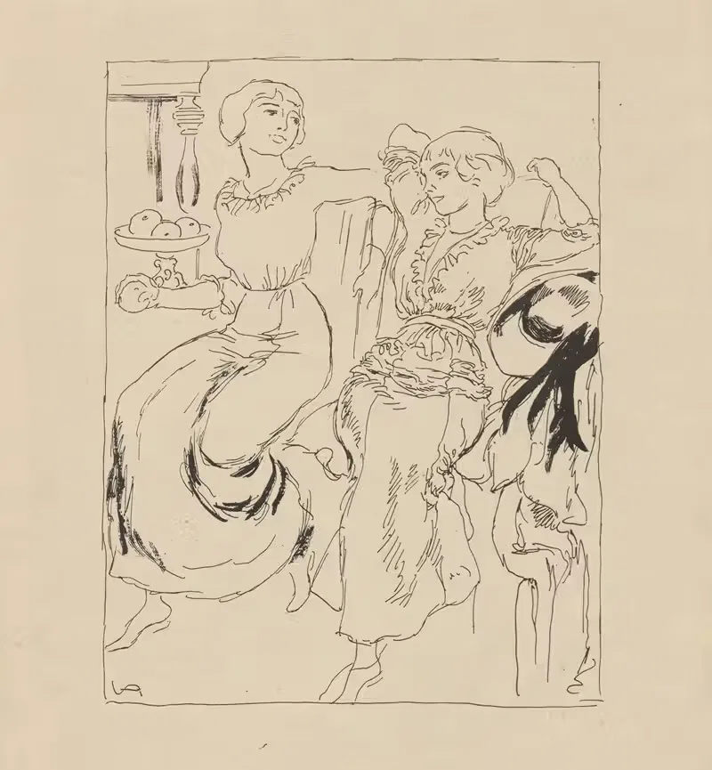 Две женщины на диване by Вальдемар Андерсен, 1895-1928 — digital art print download