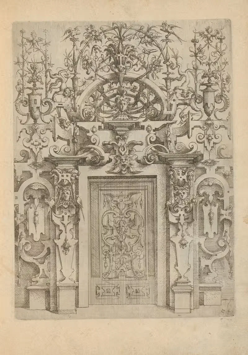 Portal decorated with mascarons, foliage, and scrollwork — Wendel Dietterlin