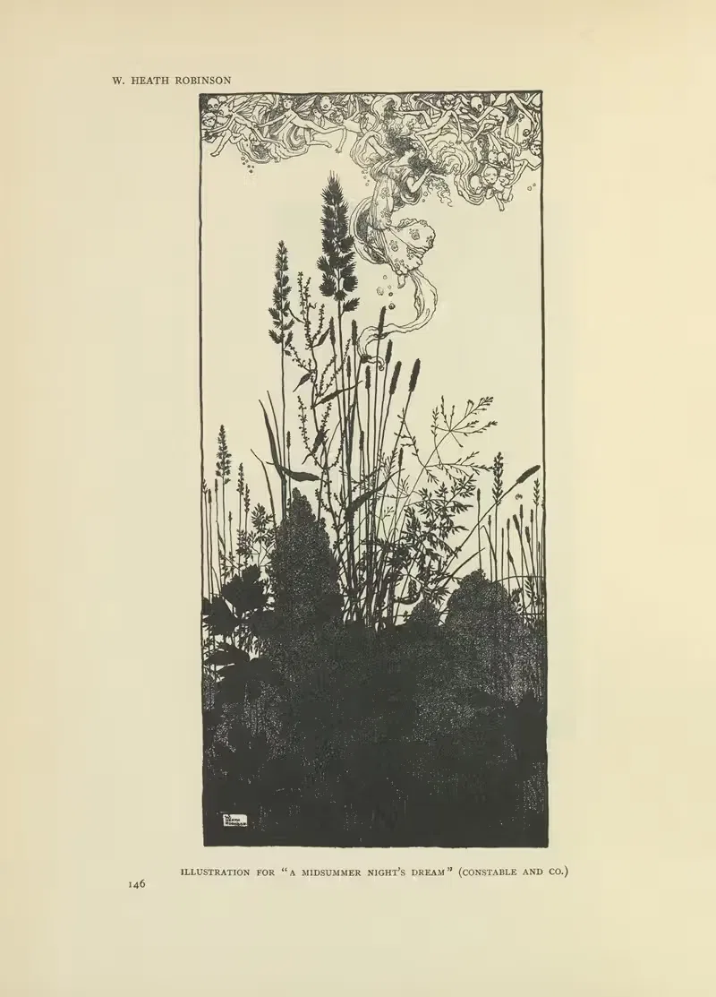Иллюстрация к 'Сну в летнюю ночь' by Уильям Хит Робинсон, 1914 — digital art print download