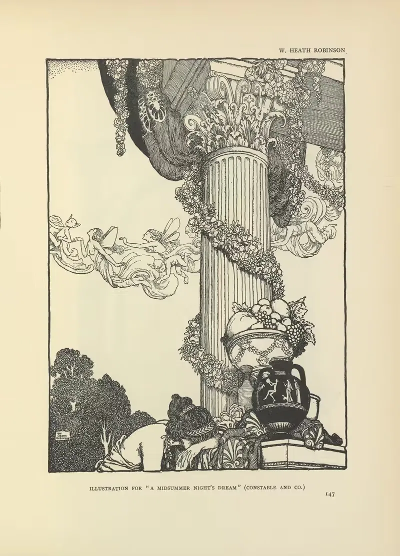 Иллюстрация к Сну в летнюю ночь by Уильям Хит Робинсон, 1914 — digital art print download