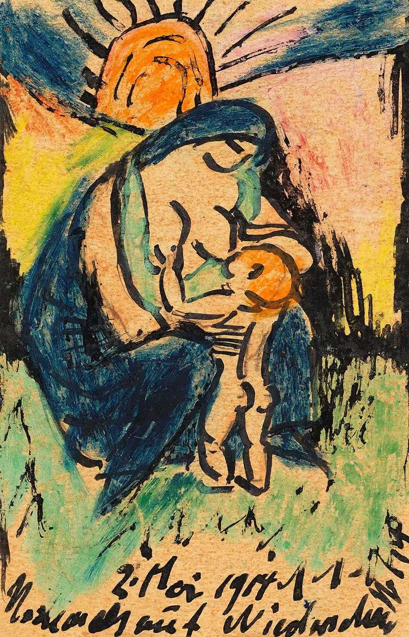 Мать с ребёнком by Герман Макс Пехштайн, 1914 — digital art print download