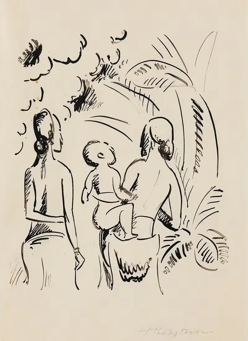 Two island women with a child — Hermann Max Pechstein