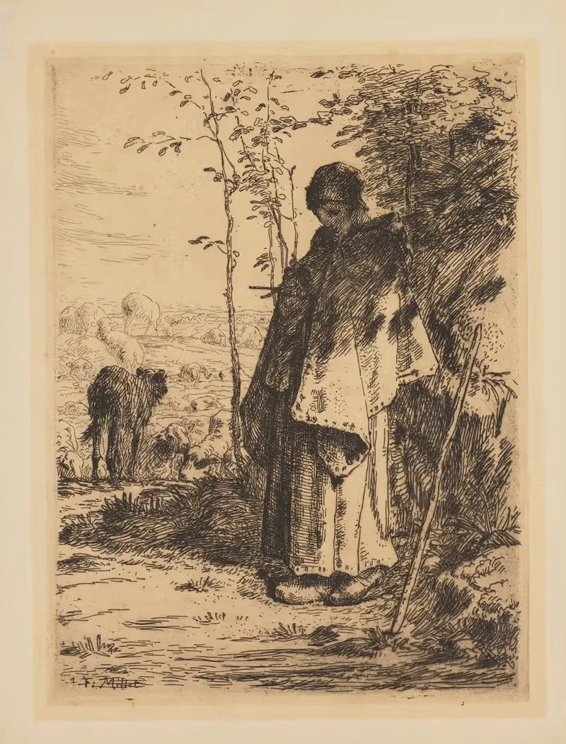 Гравюра "Великая пастушка by Жан-Франсуа Миле, 1862 — digital art print download