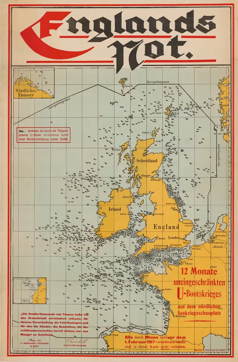 Englands Not (England's Torment) by Admiralstab der Marine, 1918 — digital art print download
