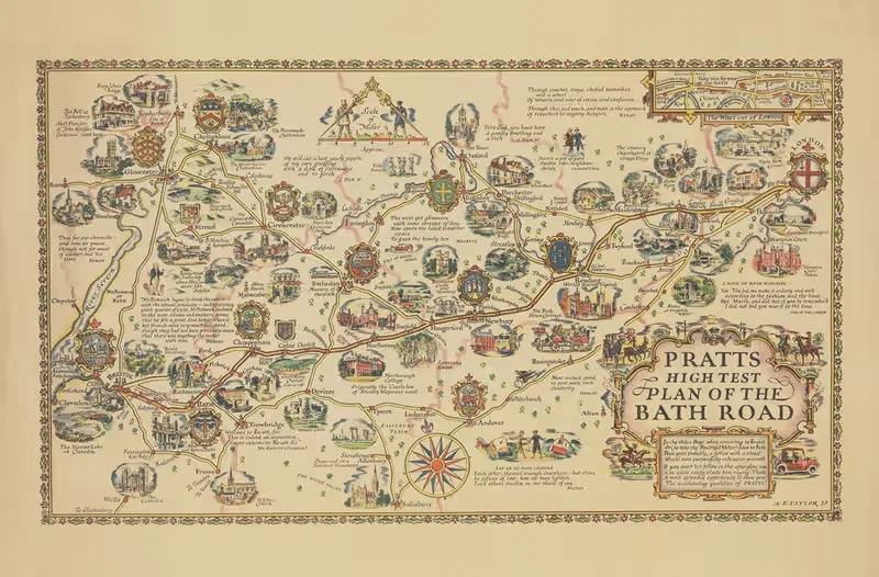 Pratts High Test Map of the Bath Road — Alfred Edward Taylor