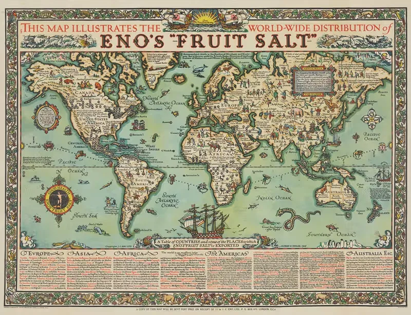 This Map Illustrates the World-Wide Distribution of Eno's Fruit Salt — Alfred Edward Taylor
