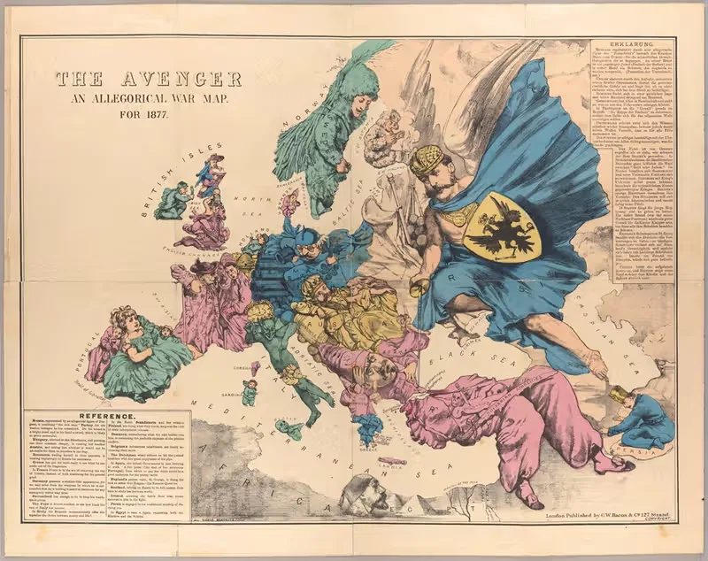 The Avenger; An Allegorical War Map for 1877 — George Washington Bacon