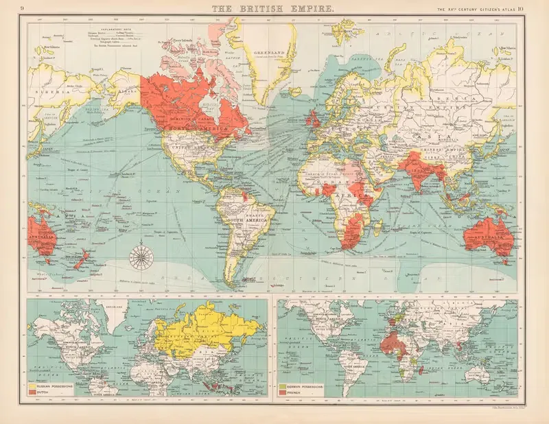 The British Empire by John Bartholomew, 1898 — digital art print download