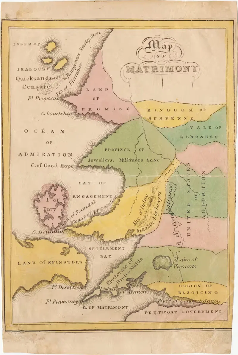 Map of Matrimony by John de Peyster Douw, 1827 — digital art print download