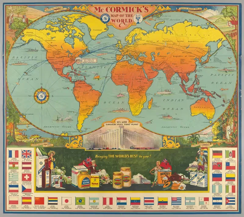 McCormick's Map of the World by McCormick & Company, 1931 — digital art print download
