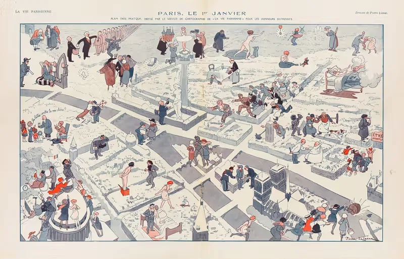Paris, Le 1er Janvier by Пьер Лисак, 1920 — digital art print download