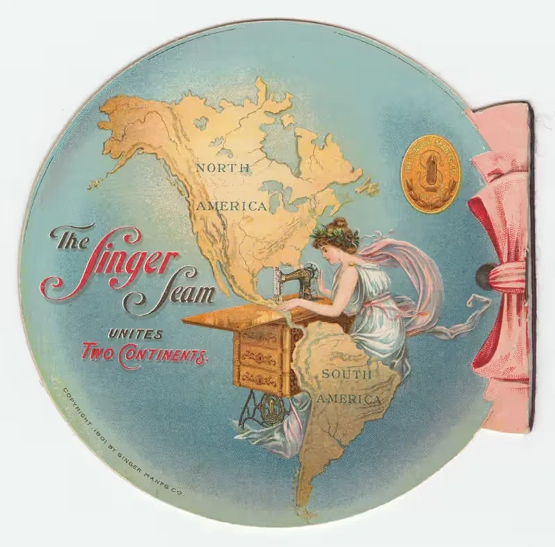 The Singer Seam Unites Two Continents by Singer Sewing Machine Company, 1901 — digital art print download