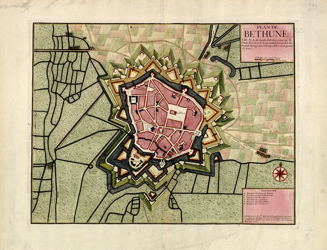 Plan de Bethune by Anna Beek, 1709 — digital art print download